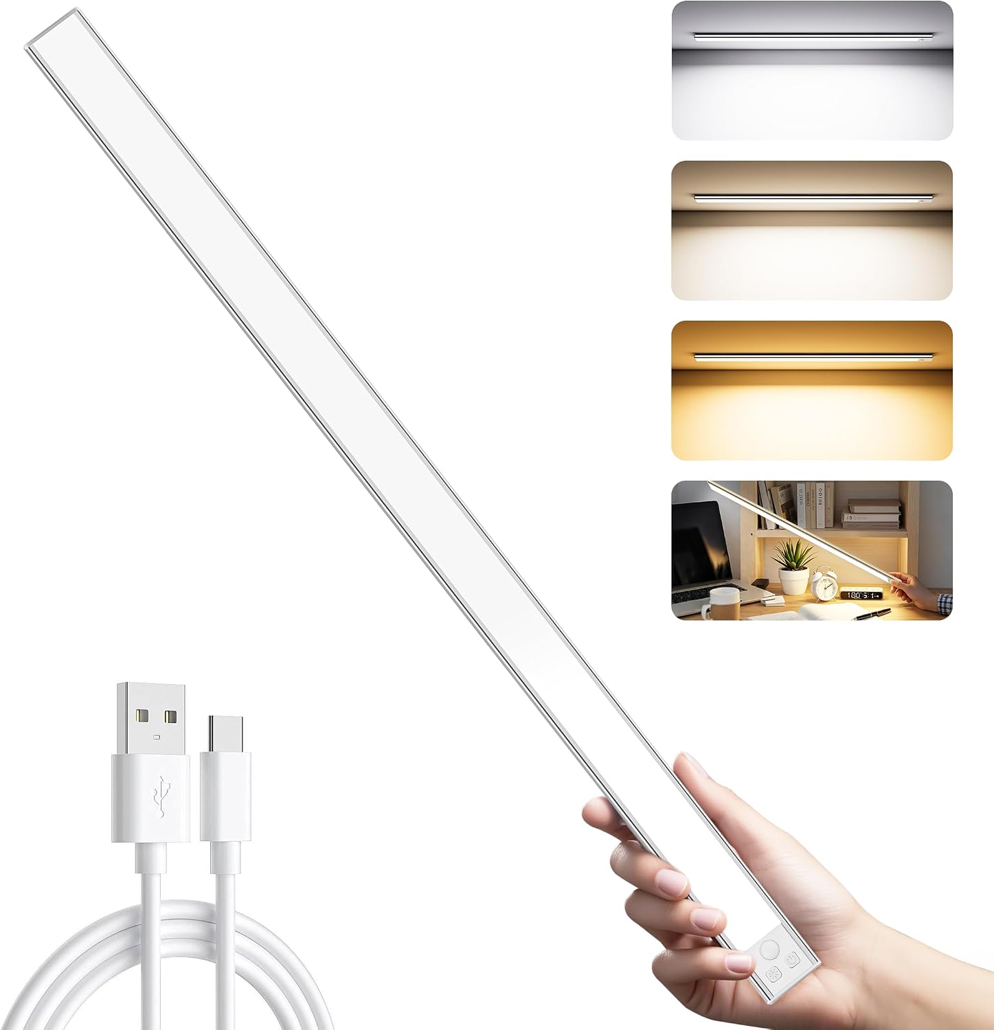 Detalle de OUILA Luce per Armadio LED con sensore, USB-C ricaricabile e 3 temperature colore dimmerabili