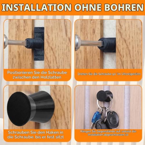 Detalle de AOOSU Haken für Akustikpaneele – 6er Set, Kleiderhaken für schallabsorbierende Paneele (Ohne Bohren), Schwarz