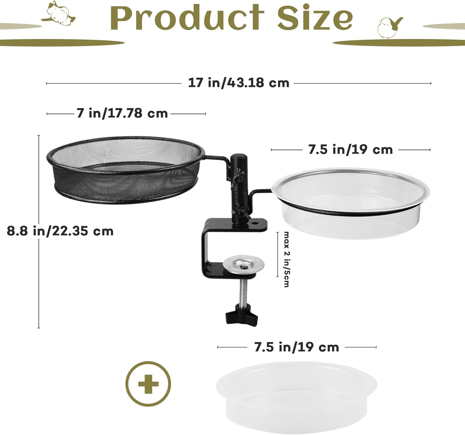 Detalle de Urban Deco Deck Bird Feeders Platform Deck Mount Bird Feeder & Bird Bath Spa, Bronze
