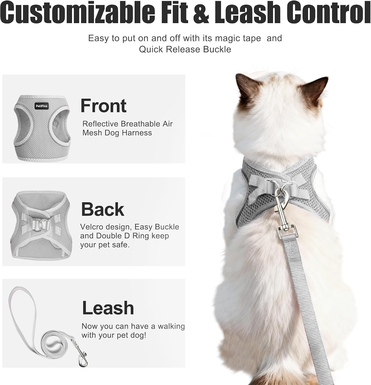 Detalle 2 de PetiFine Dog Harness and Leash Set, XXS