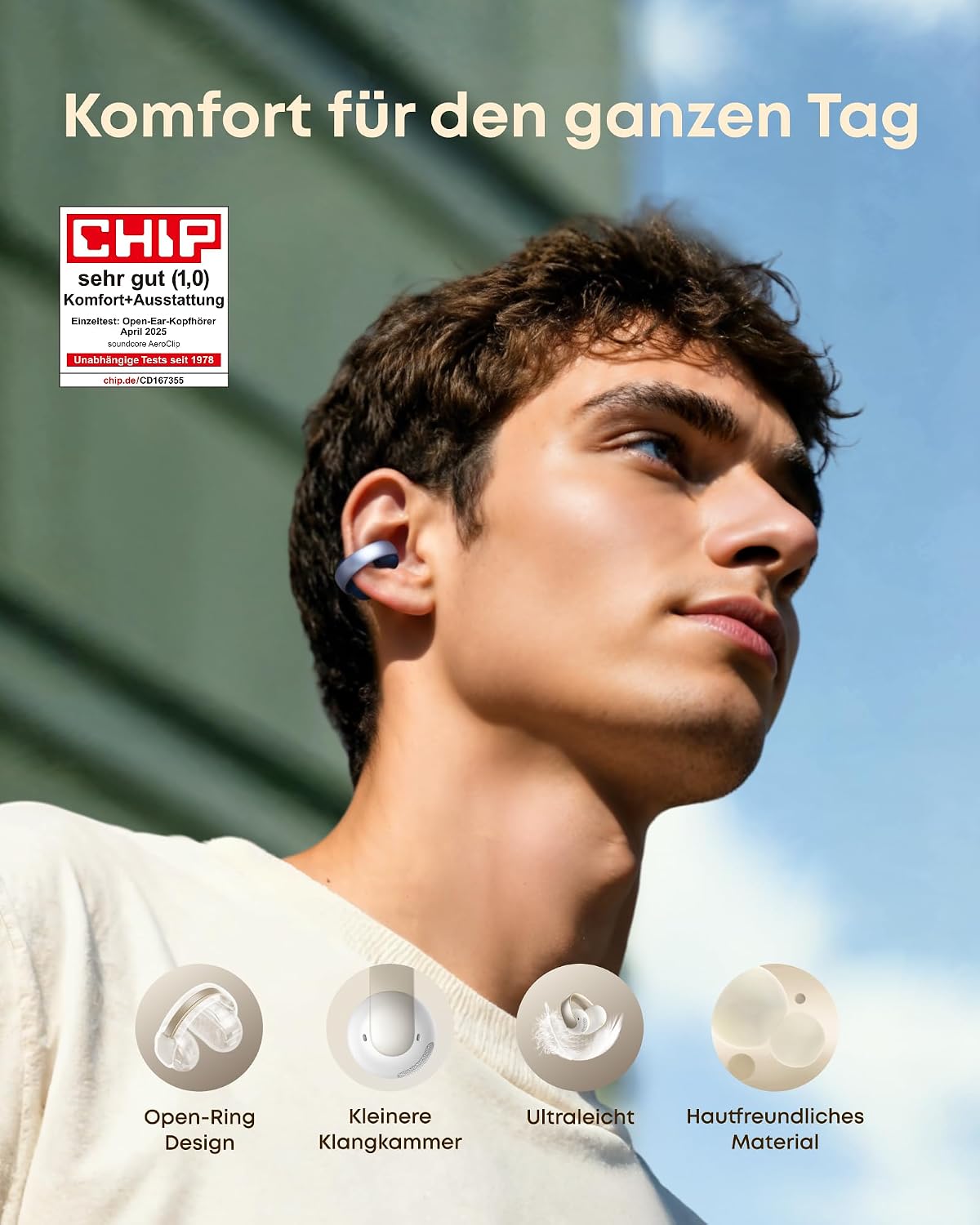 Detalle 2 de soundcore AeroClip Open‑Ear 12 mm Kopfhörer