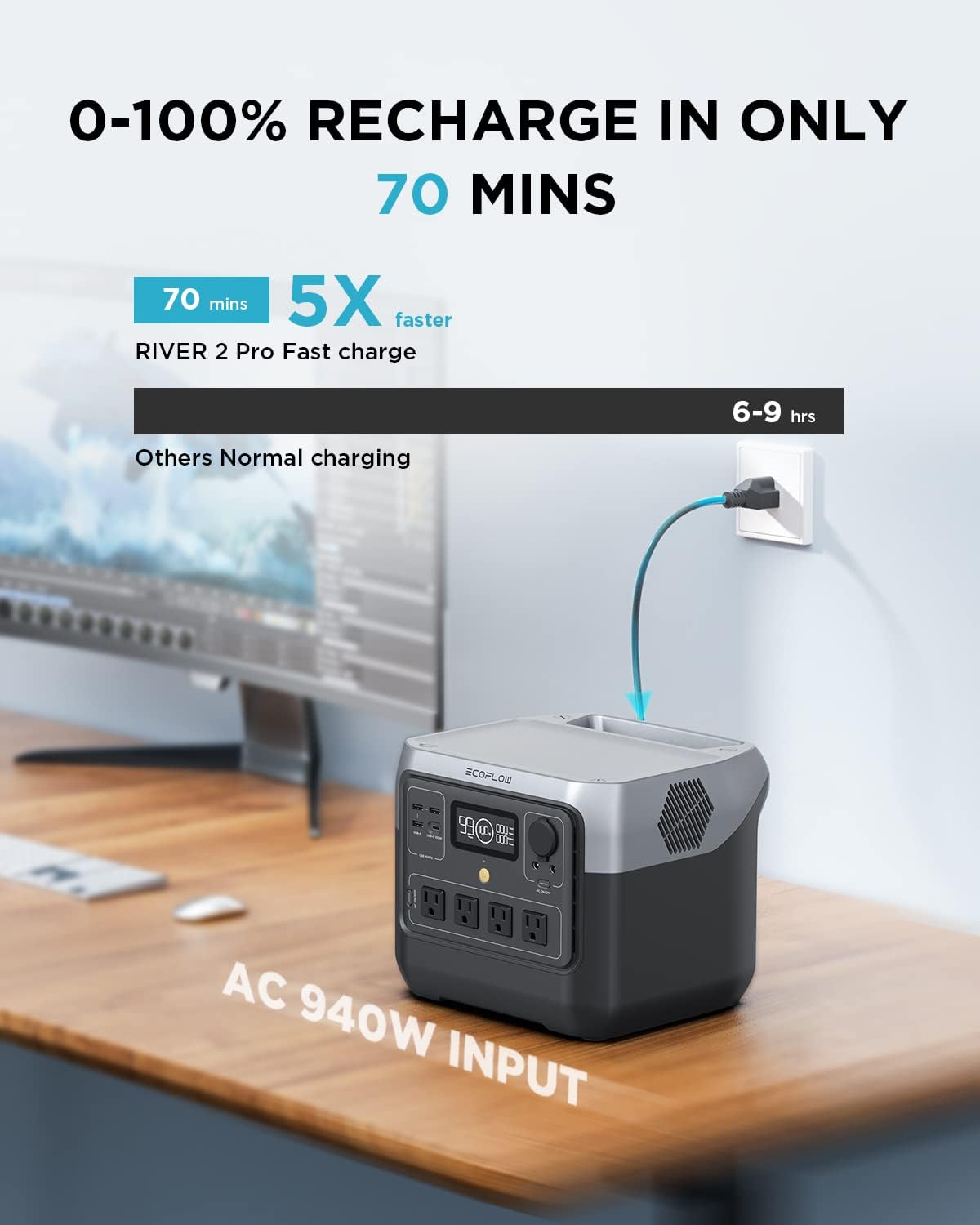Thumbnail 1 de EF ECOFLOW RIVER 2 Pro Portable Power Station, 768Wh, 800W, LiFePO4