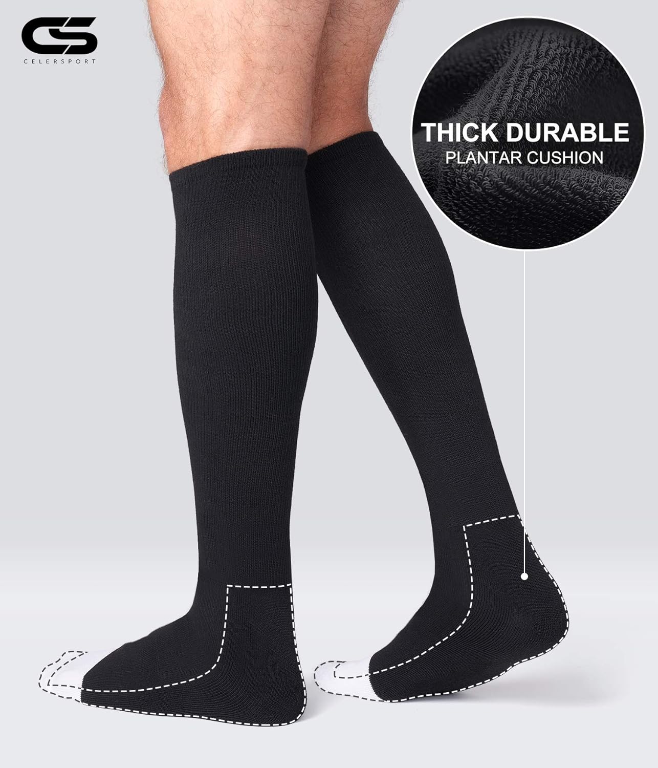 Thumbnail 2 de CS CelerSport 2/3 Pack Over-the-Calf Multi-Sport Socks for Youth & Adults