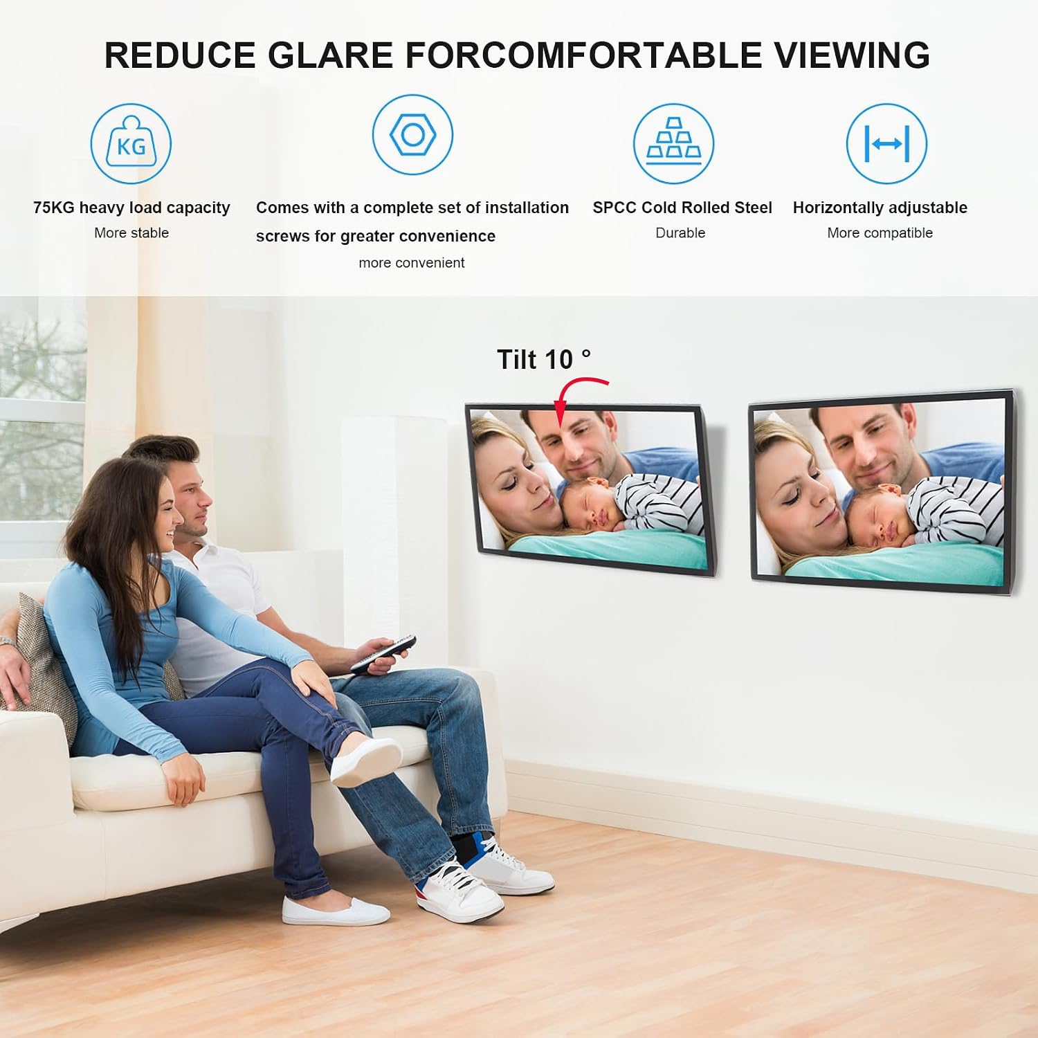 Detalle de TV Wall Bracket for 14–42 Inch: Universal Mount with Tilt for Flat & Curved TVs (Max VESA 200x200)