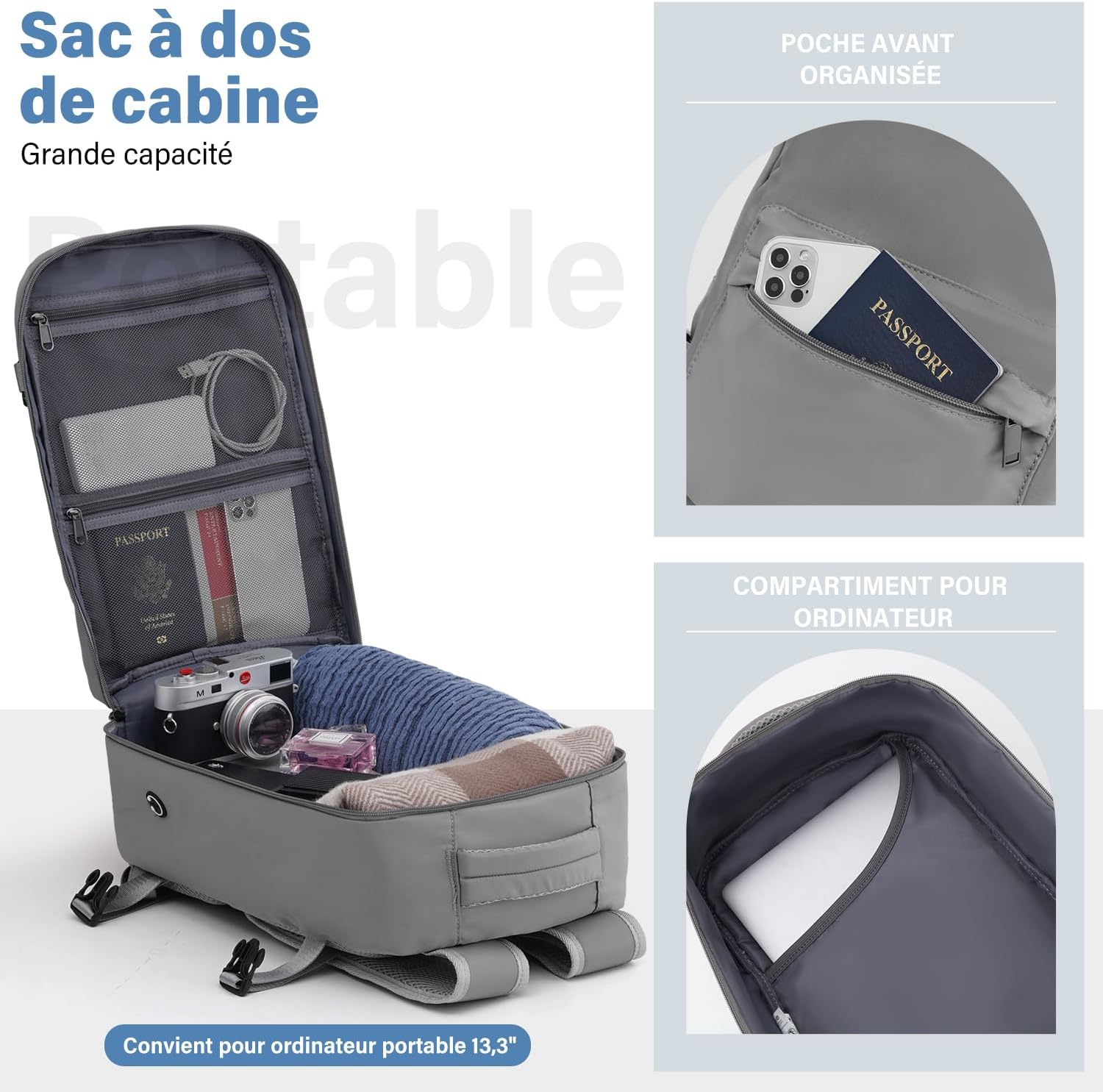 Detalle 2 de COOLIFE Sac Cabine 45x36x20 EasyJet 30L