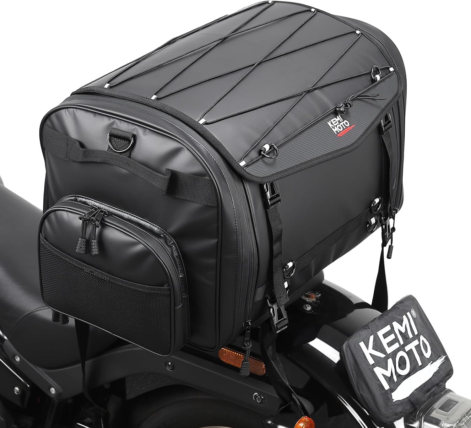 Imagen de KEMIMOTO 60L Motorcycle Travel Luggage Bags: Waterproof Expandable Tail Bag with Rain Cover en OfertitasTOP