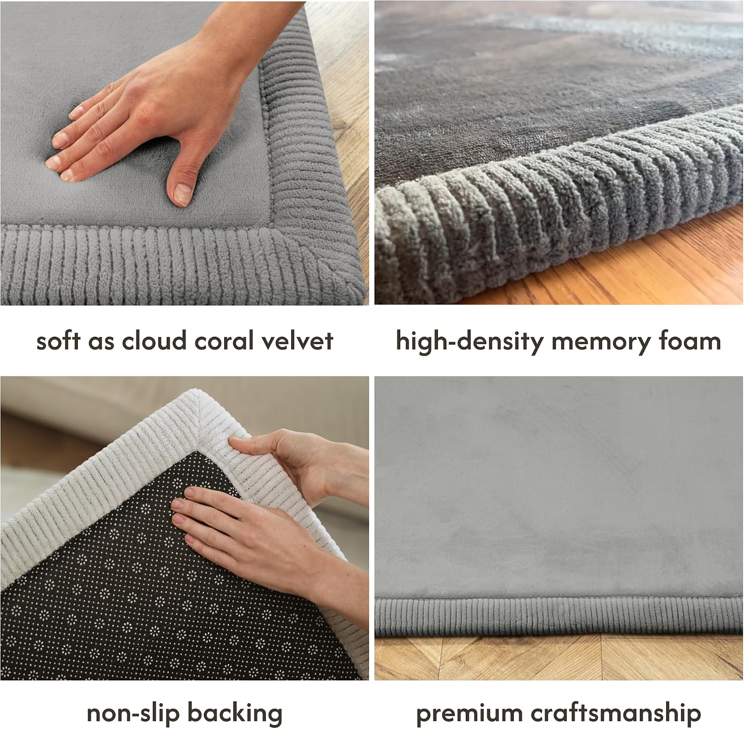 Thumbnail 2 de Hakuna Matte Premium Baby Play Mat (200x150x2.5cm) – Dark Grey Cloud Soft Coral Velvet Memory Foam Rug
