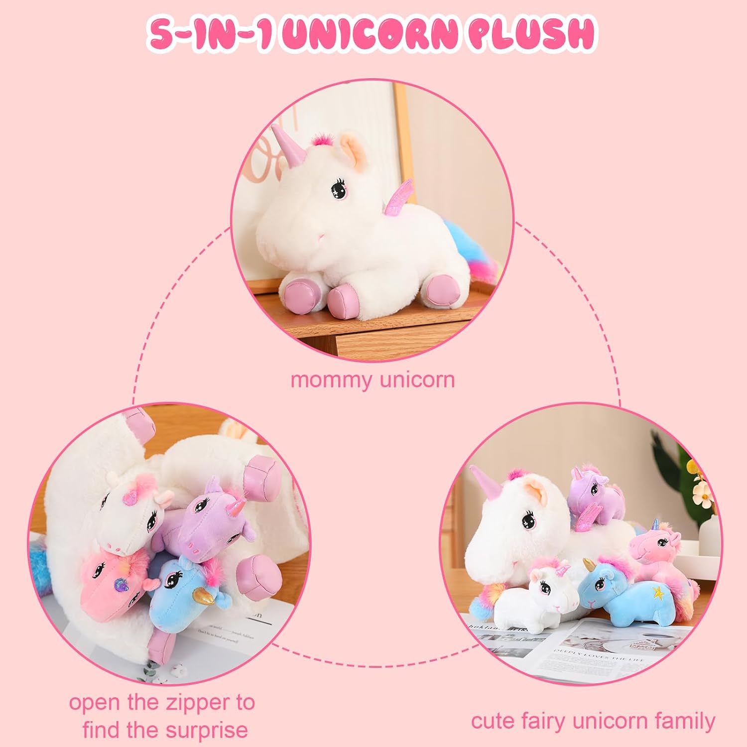 Thumbnail 2 de SQEQE Einhorn Plüschset mit 4 Baby Einhörnern