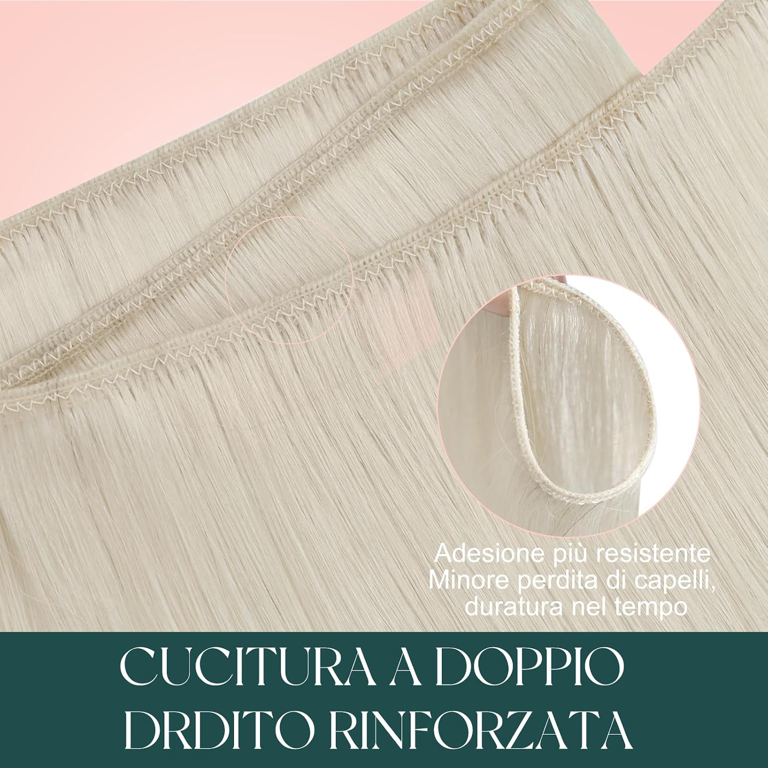 Detalle de Easyouth Weft Remy Hair Extension 100g – Bianco Biondo 55 cm
