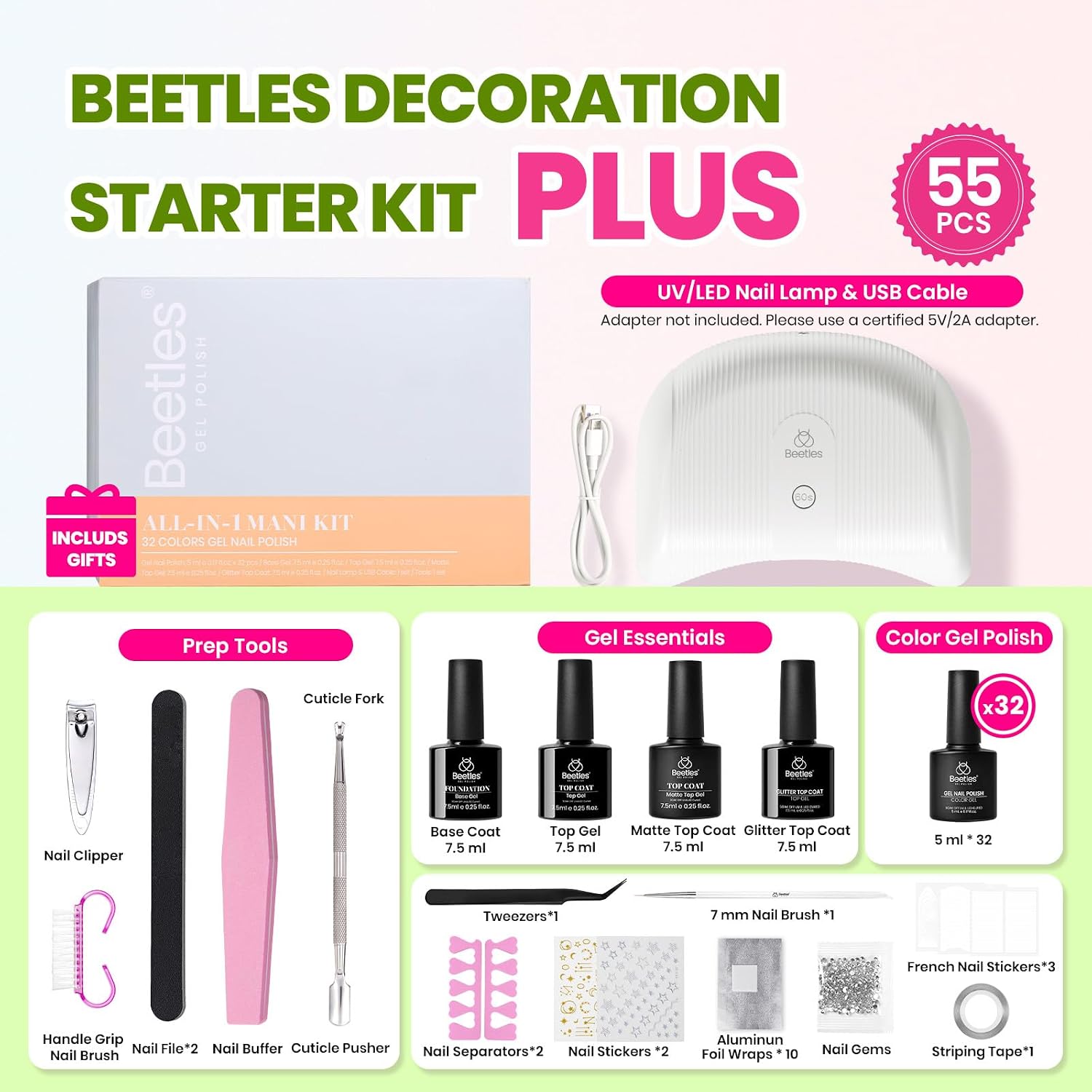 Thumbnail 5 de Beetles Gel Nail Polish Kit with UV Light 32 Colors
