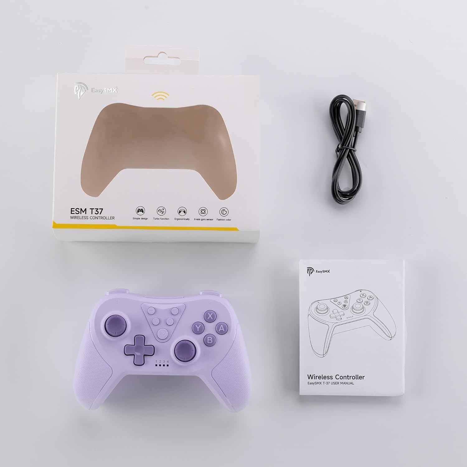 Thumbnail 6 de EasySMX Controller for Switch Pro – Bluetooth Wireless, 6-Axis, 4 Programmable Back Buttons, Purple