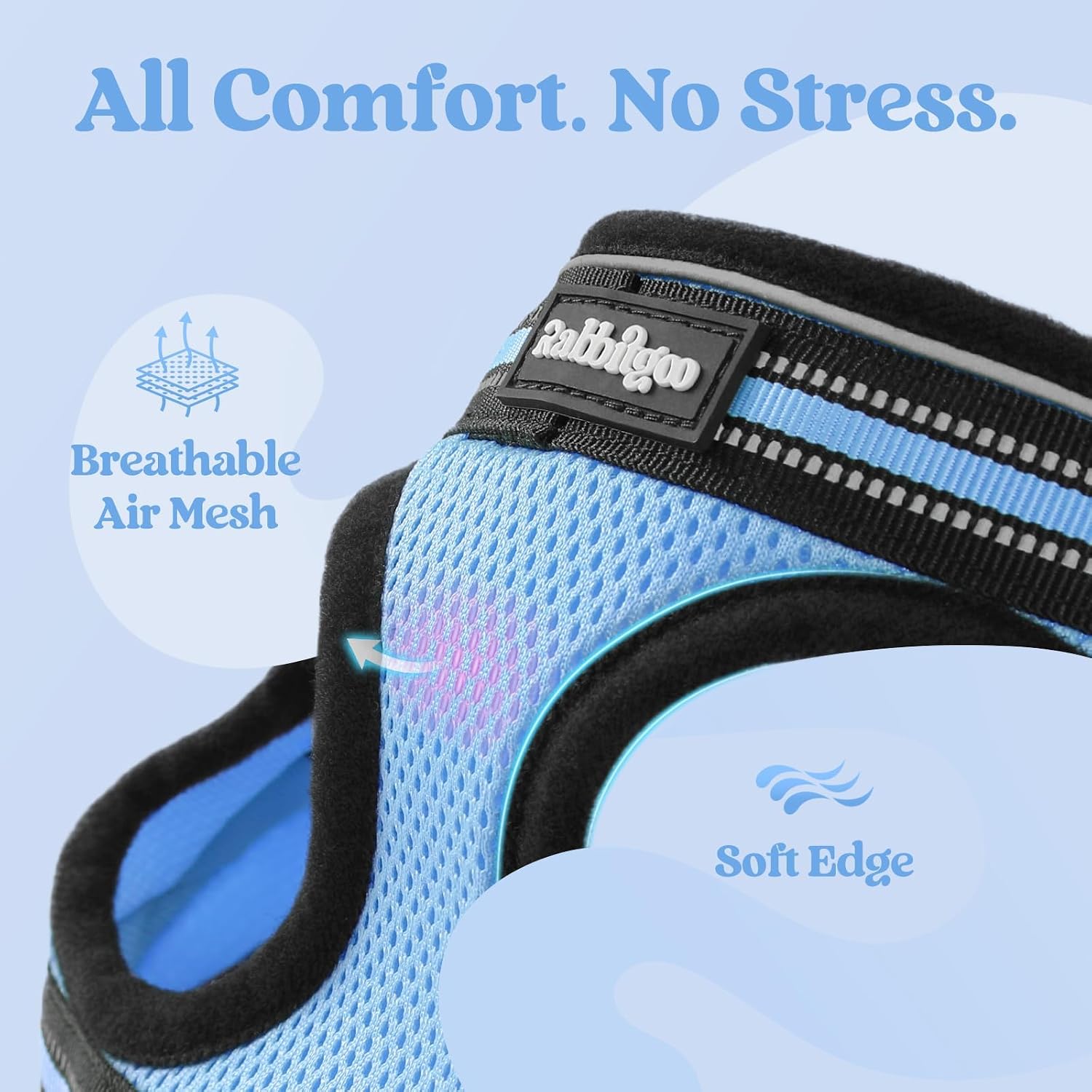 Thumbnail 6 de Rabbitgoo Cat Harness and Lead Set — Escape-Proof Vest with Reflective Leash (Medium, Light Blue)