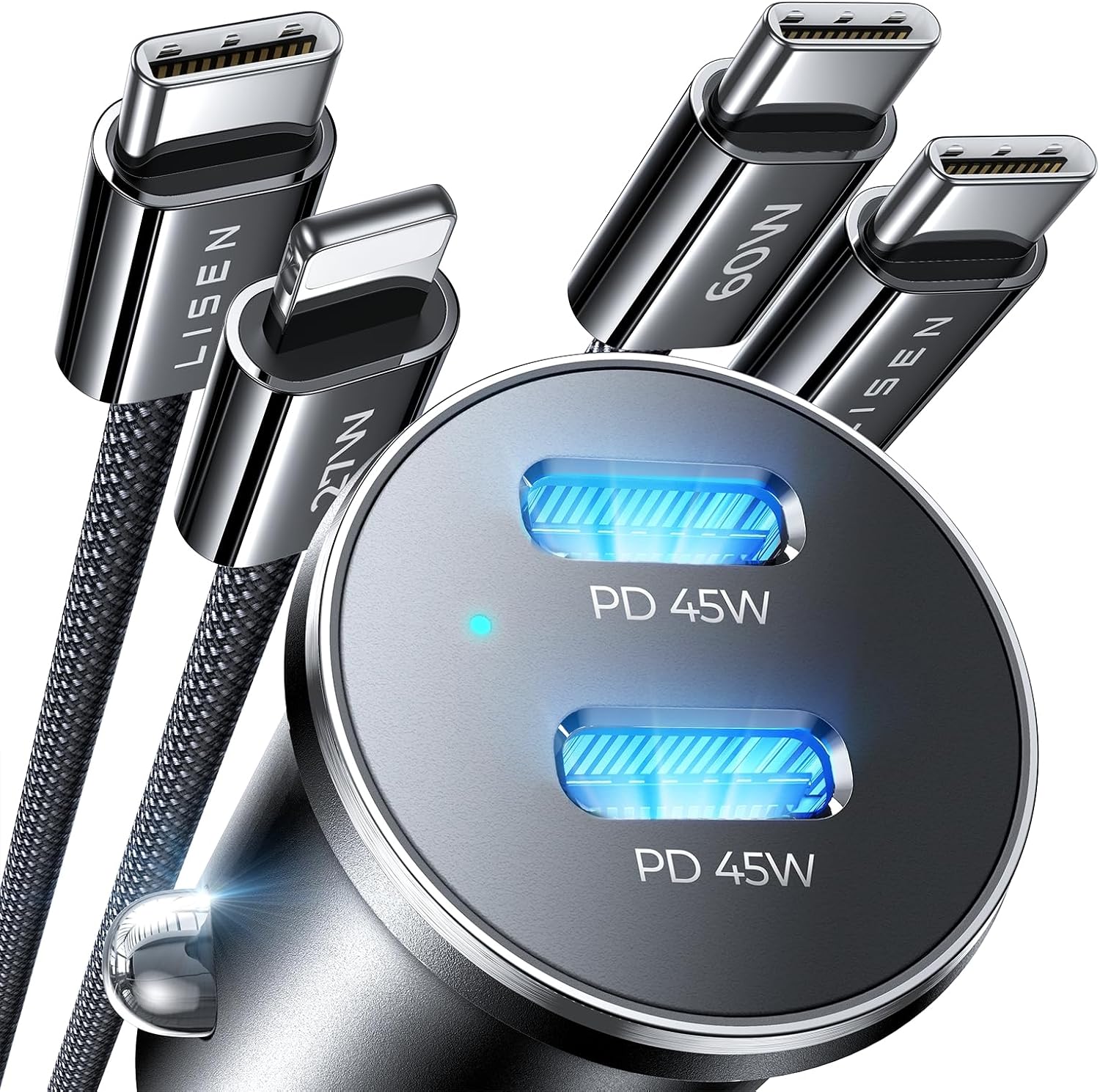 Detalle de LISEN 90W Car Charger for iPhone