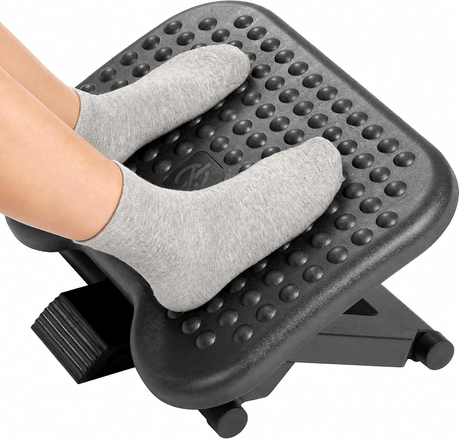 Detalle de HUANUO HNFR3-C Under-Desk Footrest, 3 Heights, Rocking Tilt, Textured Platform