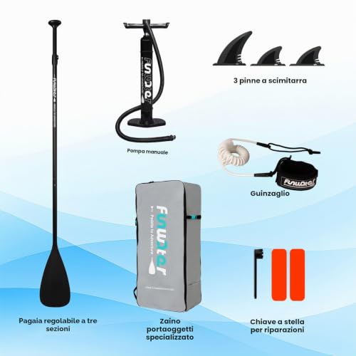 Thumbnail 6 de FunWater Tavola SUP Gonfiabile Ultra Leggera - Accessori Completi Pagaia Regolabile Pompa Leash Pinne Ideale per Tutti i Livelli