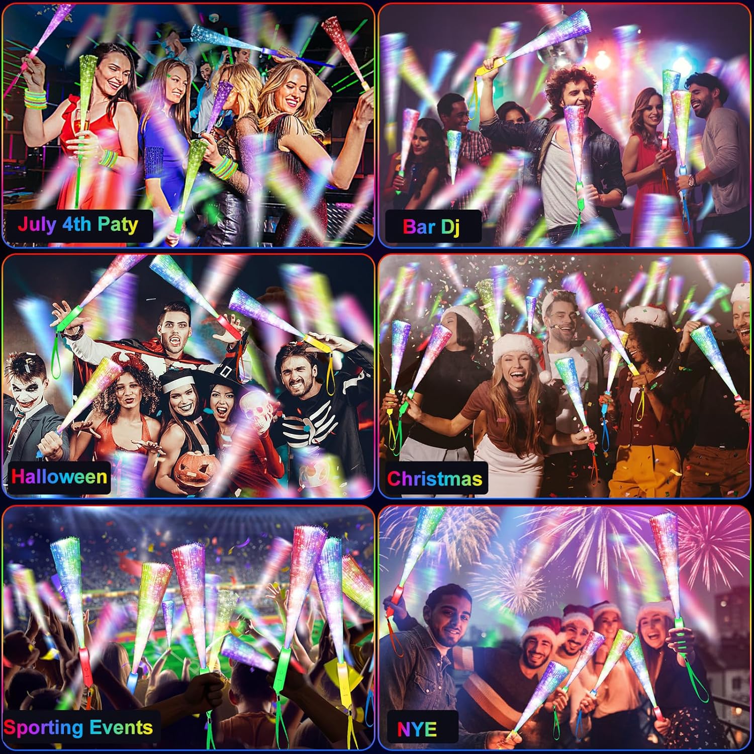 Thumbnail 6 de SHQDD 200PCS Glow Fiber Optic Sticks: LED Light Wands for Parties, Weddings & Events