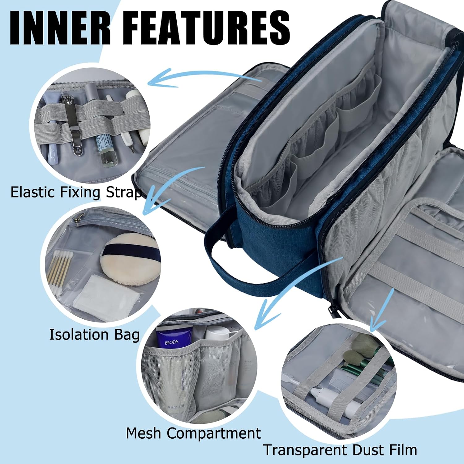 Detalle 1 de Gloppie Toiletry Bag Large Washbag for Travel Blue