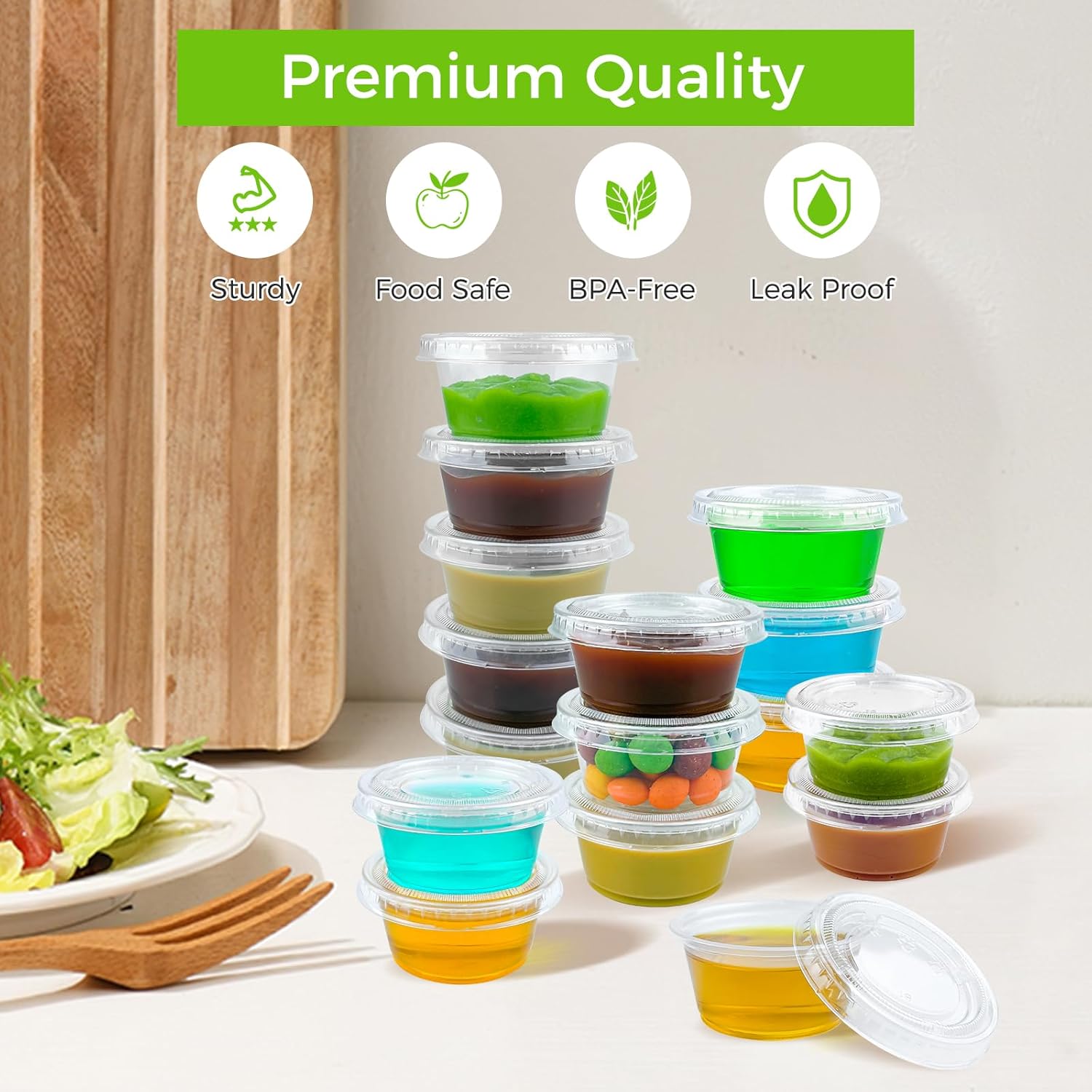 Detalle de Dealusy 360 2 oz Jello Shot Cups with Lids