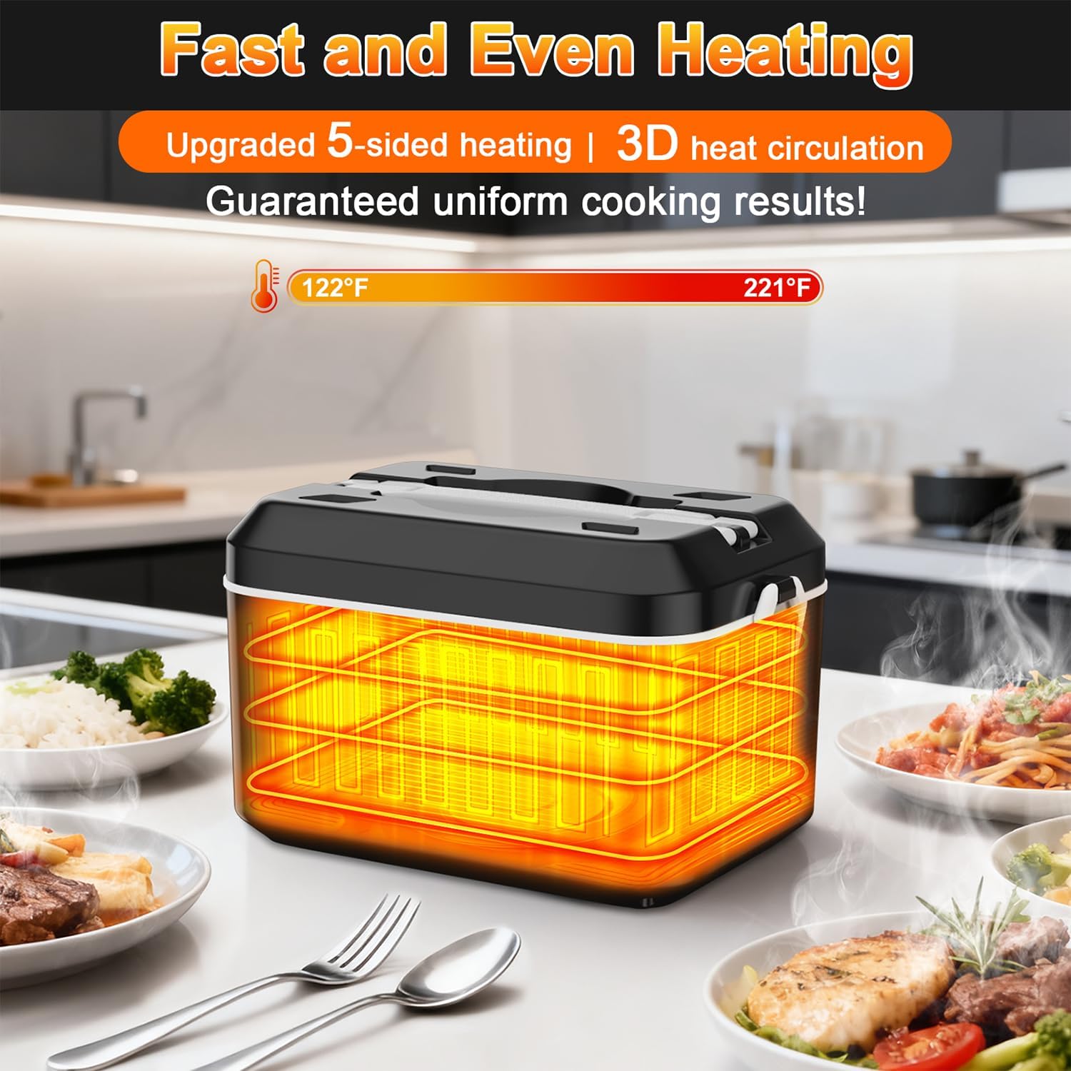 Detalle 2 de Cordless Heated Lunch Box 1.2L 🍱