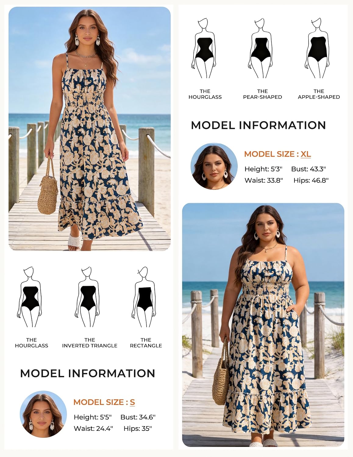 Thumbnail 5 de Grace Karin Smocked Floral Maxi Dress