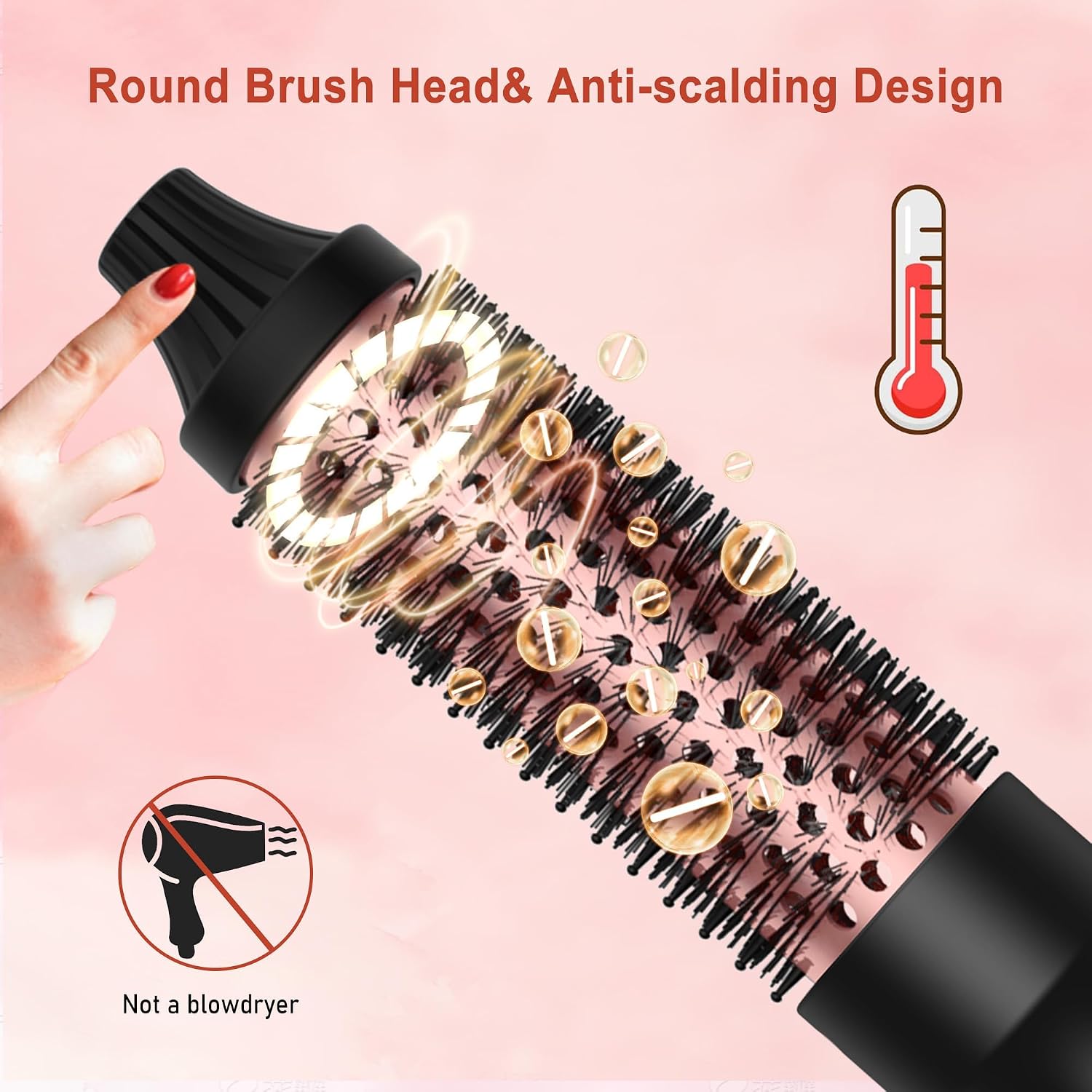 Detalle de UKLISS Thermal Brush 32mm Heated Round Brush – 3-in-1 100–240V for Volume, Smoother Hair & Loose Curls