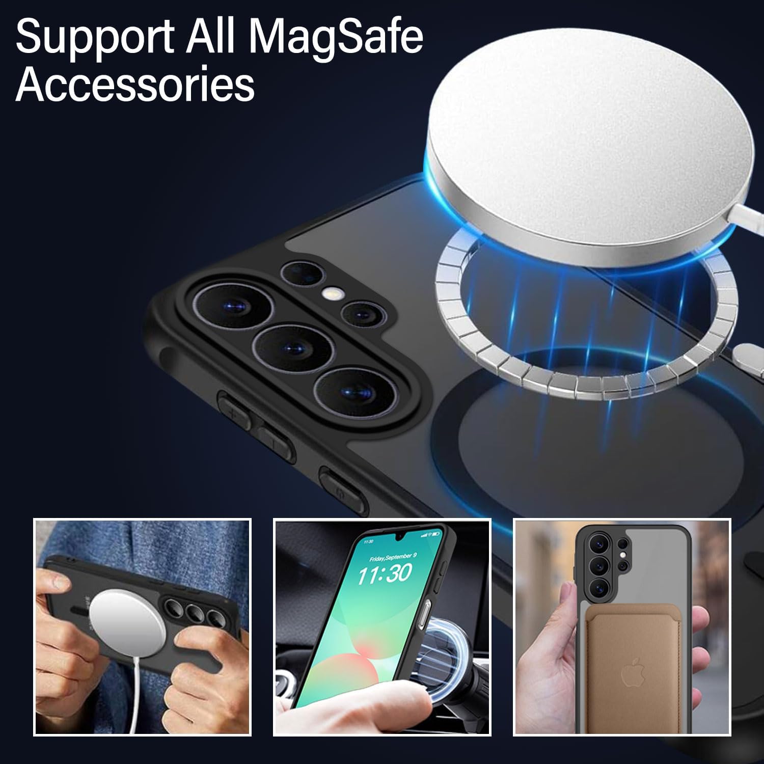 Detalle de E-Lush Coque Magnétique MagSafe pour Samsung Galaxy S26 Ultra — Étui translucide, anti-choc TPU + PC, protection caméra