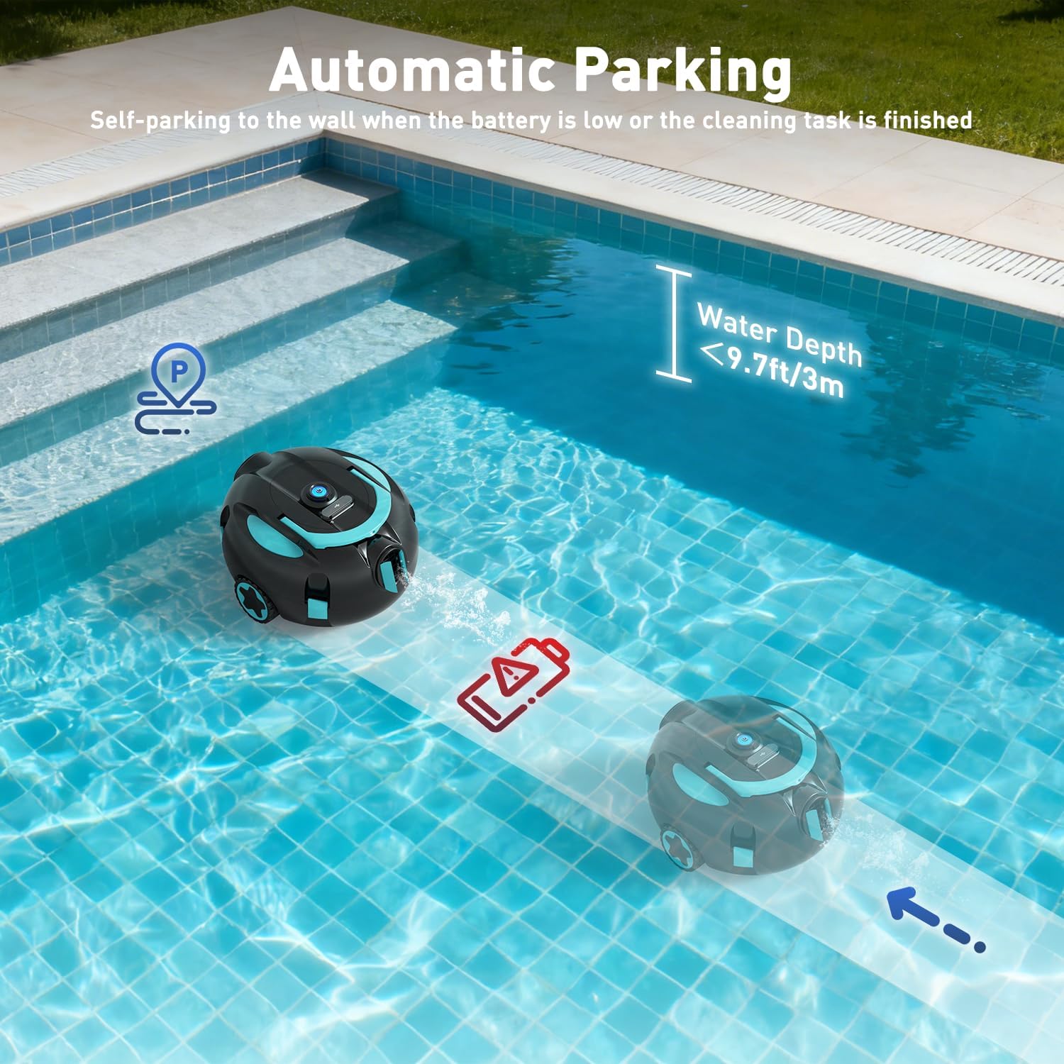 Thumbnail 2 de KKI Cordless Robotic Pool Cleaner with Dual Suction — Up to 1100 sq ft