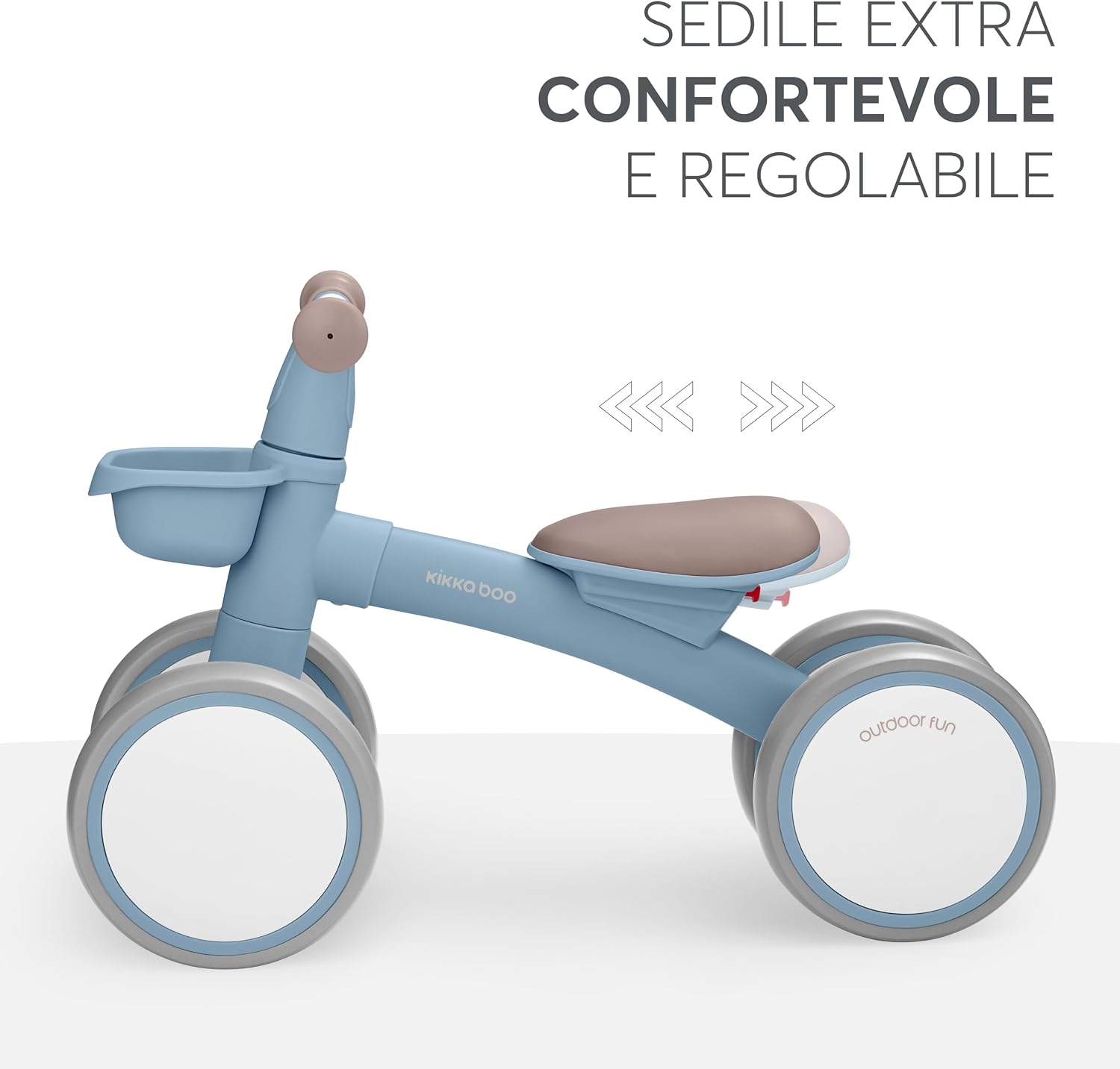 Detalle de KikkaBoo ZIPI: Bicicletta di equilibrio senza pedali per bambini 1–3 anni con cestino e manubrio bloccabile
