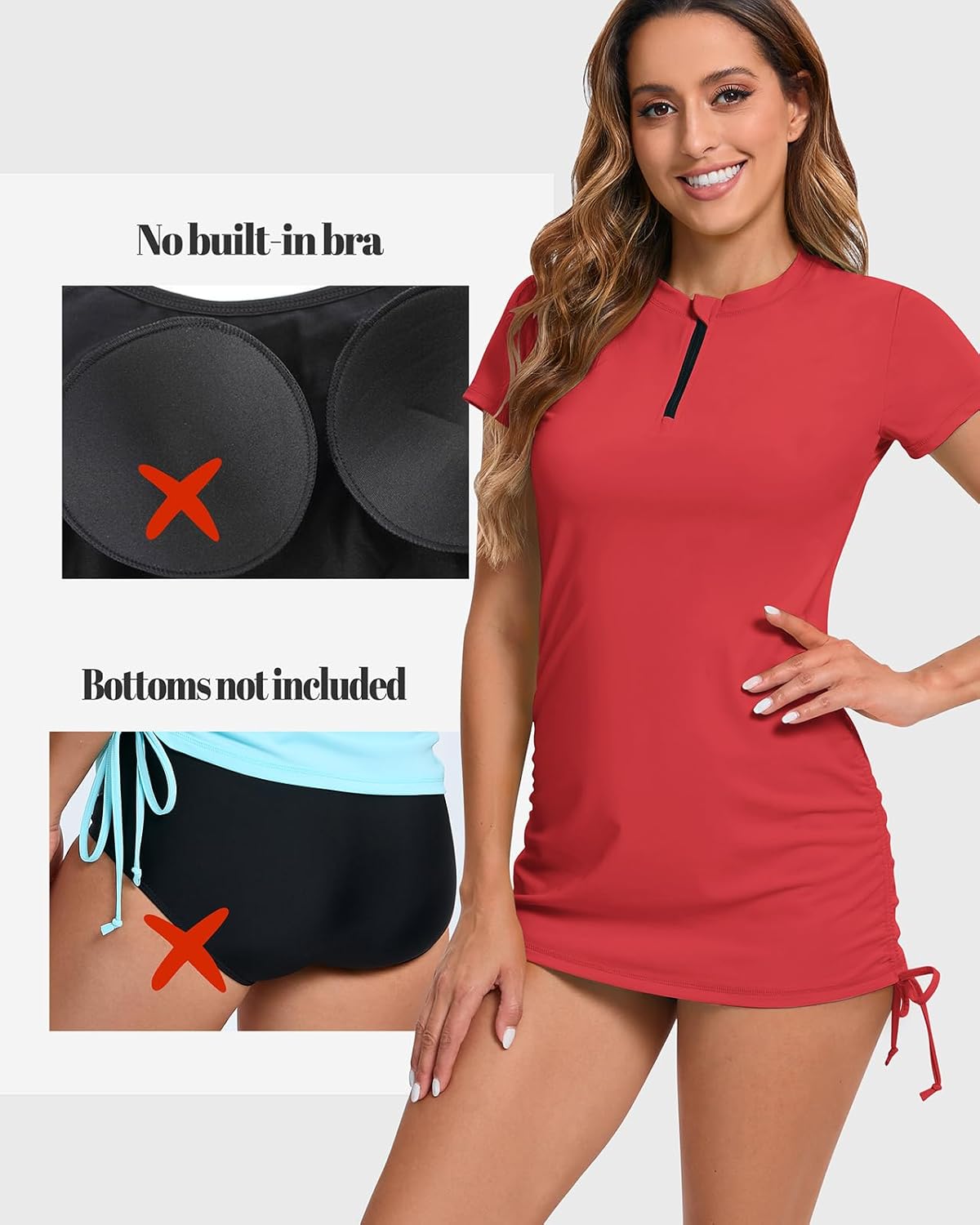 Thumbnail 4 de Havideto Women’s Rash Vest Short Sleeve 1/4 Zip UV Swim Top (UPF 50+)