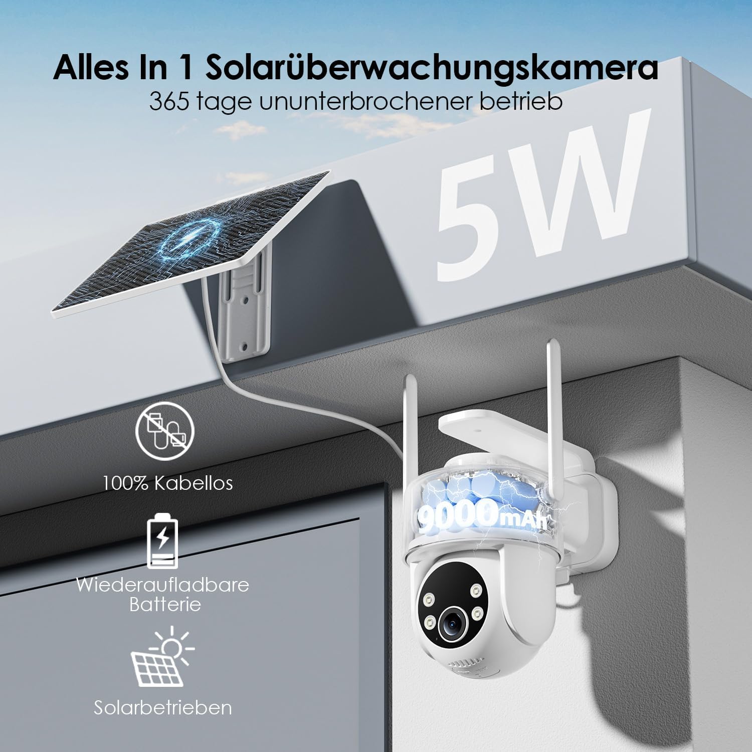 Detalle 1 de CZEview 2.Gen Überwachungskamera Außen Solar 2K