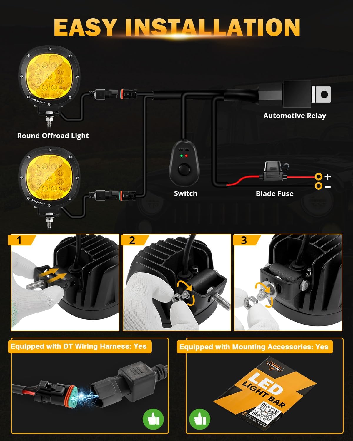 Thumbnail 4 de Auxbeam 90W Amber LED Offroad Light
