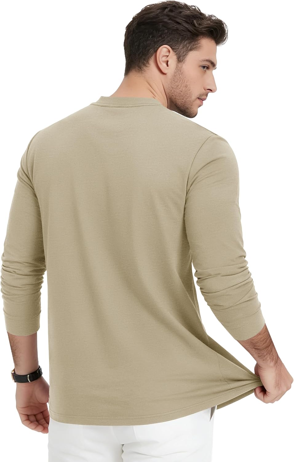 Thumbnail 3 de KEFITEVD Magliette Uomo Henley a Manica Lunga in Cotone con 3 Bottoni