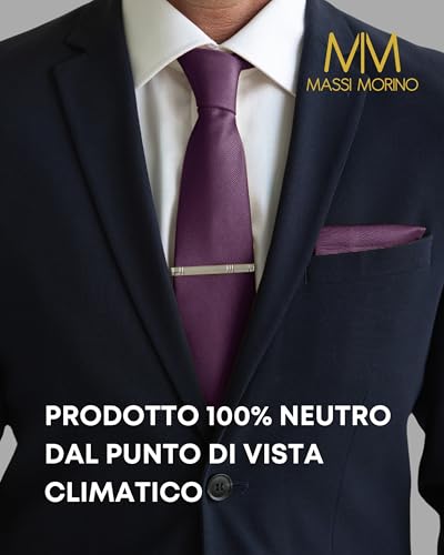 Thumbnail 5 de Massi Morino Cravatta Lilla con Fazzoletto da Taschino Set Uomo 5 in 1 | Matrimonio e Cerimonie