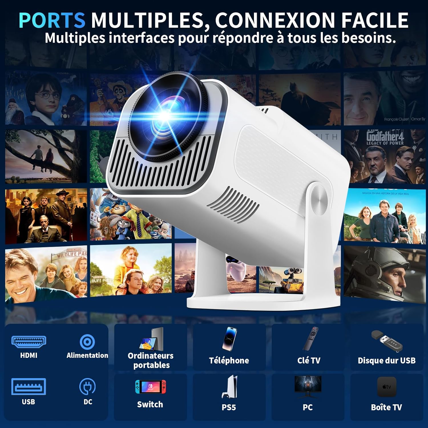 Thumbnail 3 de [App intégrée] Vidéoprojecteur 4K/1080P Upgrade 2026: WiFi 6, Bluetooth 5.2 et correction trapézoïdale