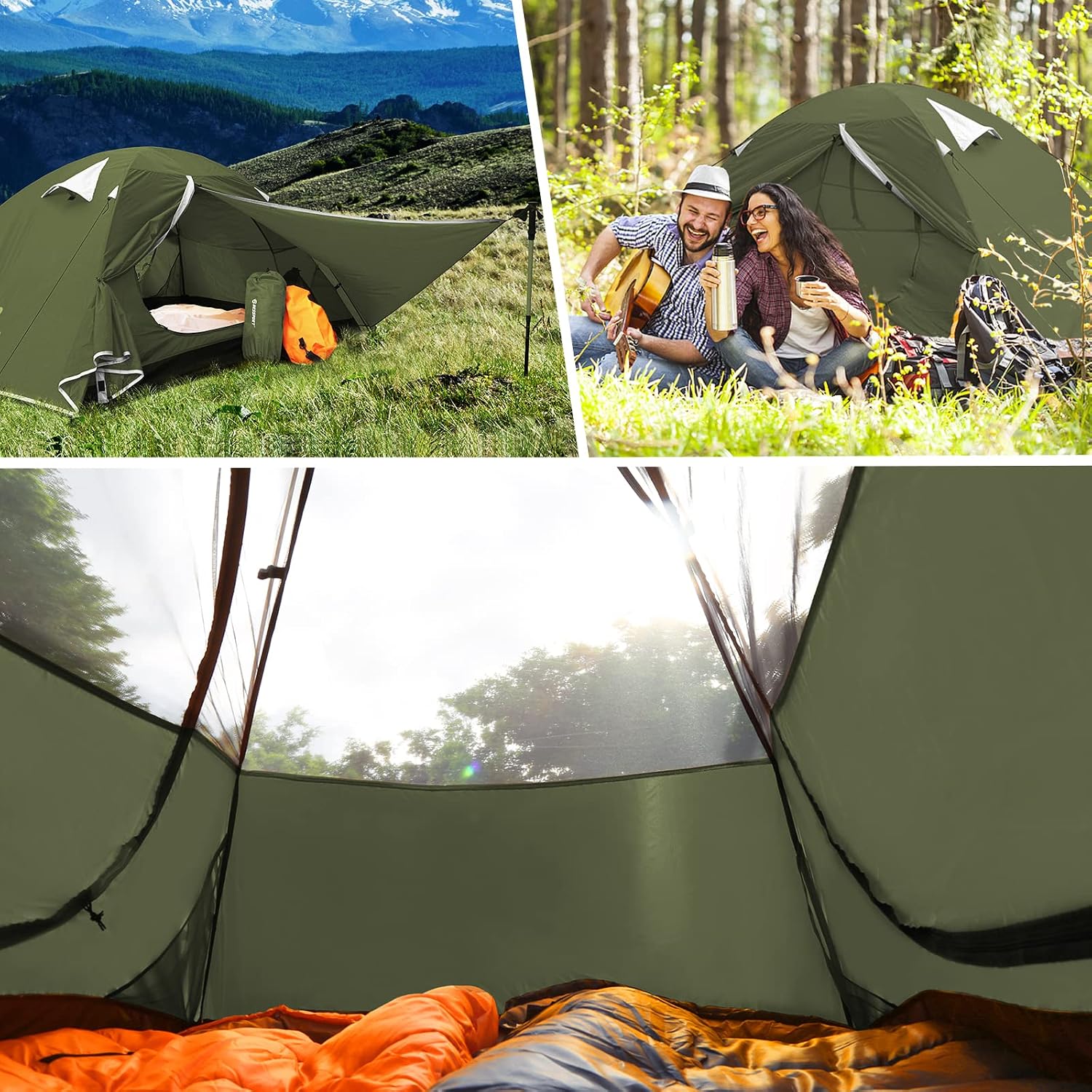 Detalle de Bessport Zelt 1–3 Personen: Ultraleichtes Kuppelzelt für Wandern und Camping