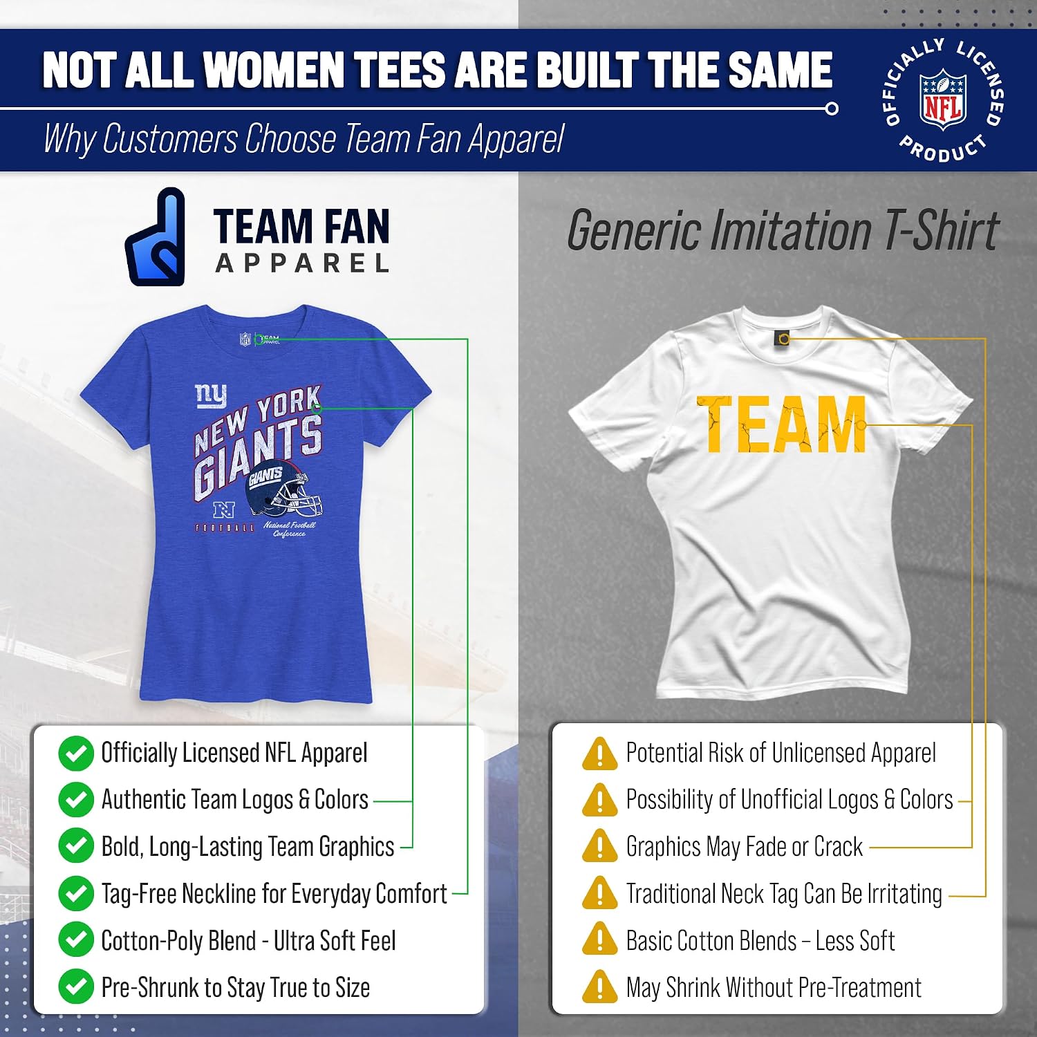 Detalle 2 de New York Giants 3001_WDSDHELMET Women’s Distressed Helmet T-Shirt, Cotton Blend