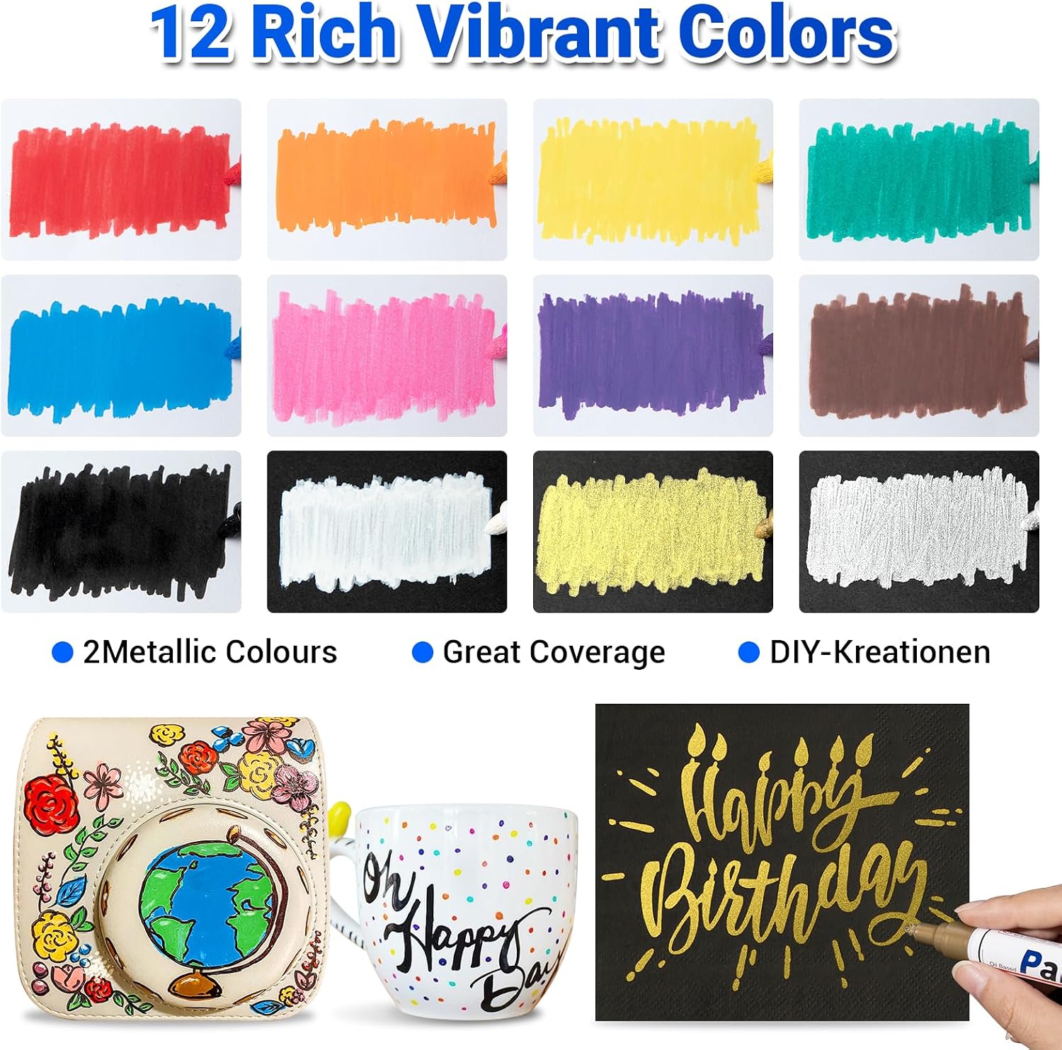 Thumbnail 2 de Permanent Marker Set 12 Farben 2–3mm 🎨