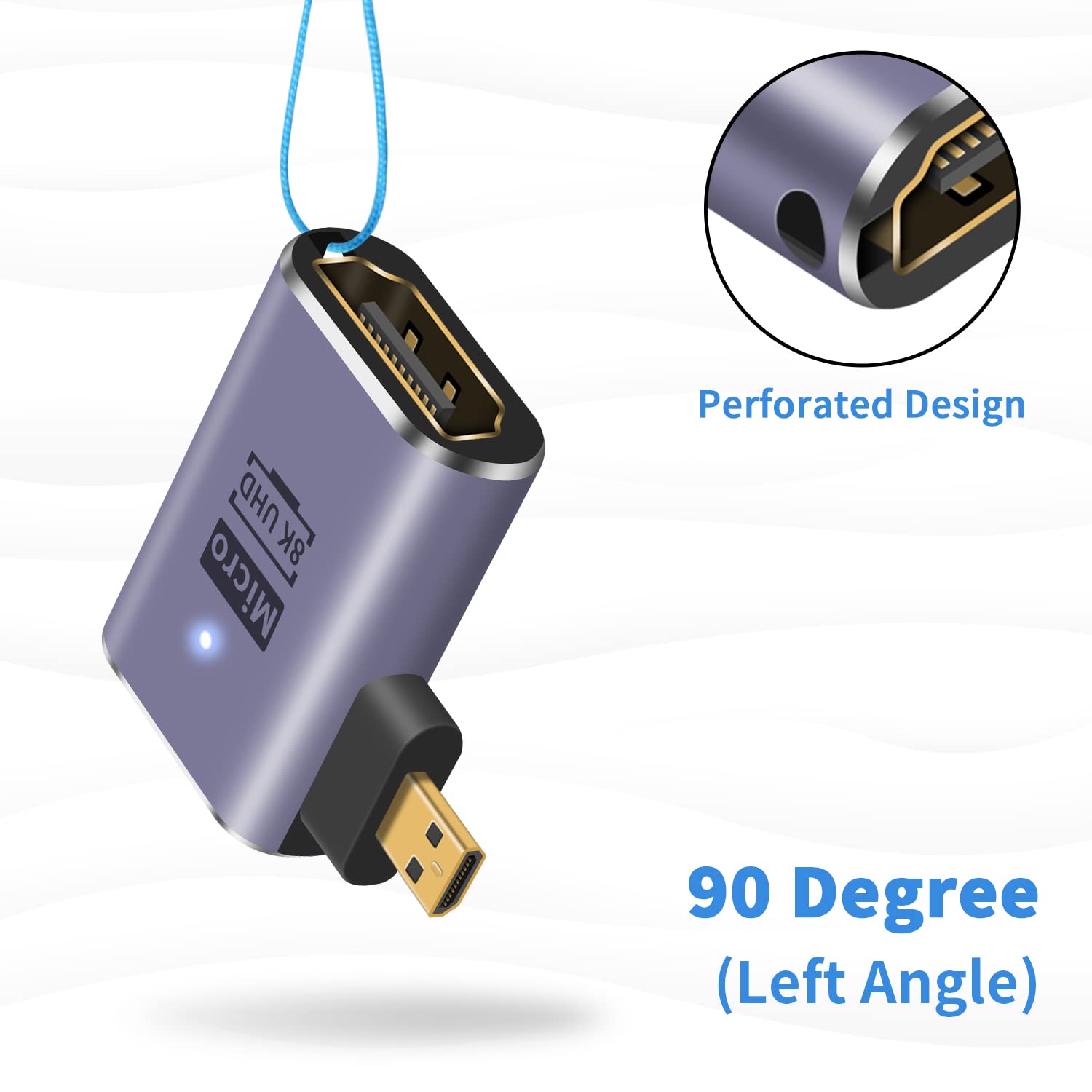 Thumbnail 5 de Duttek 8k Micro HDMI to HDMI Adapter (2-Pack) – Micro HDMI Male to HDMI Female Extension, Left Angle