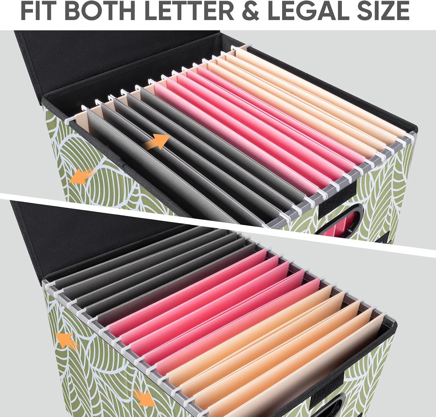 Detalle de BALEINE Baleine-1122 Collapsible File Organizer Box with Lid and PVC Rails