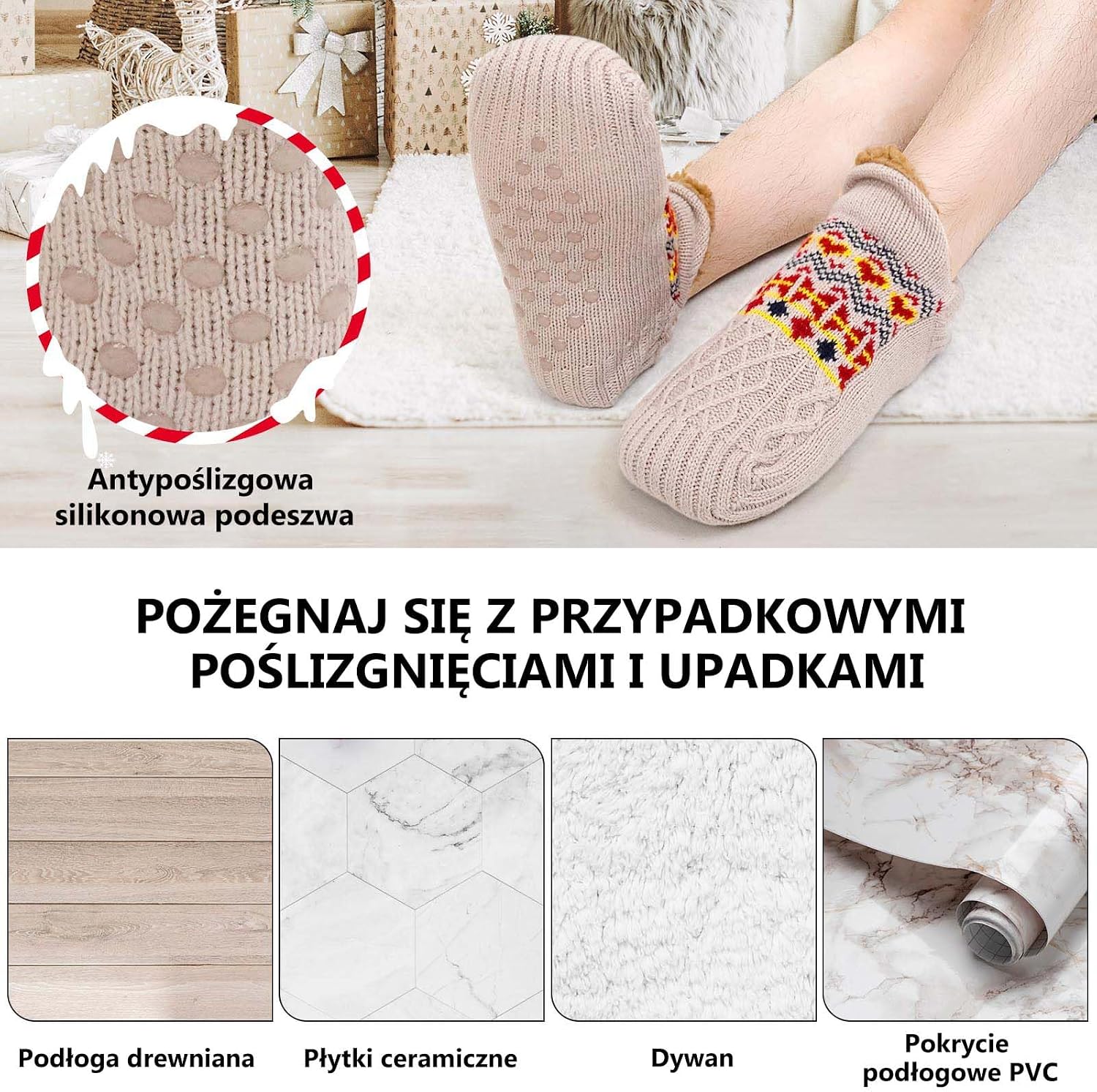 Detalle 2 de ZFSOCK Hut Socks – męskie, ocieplane skarpety domowe z ABS