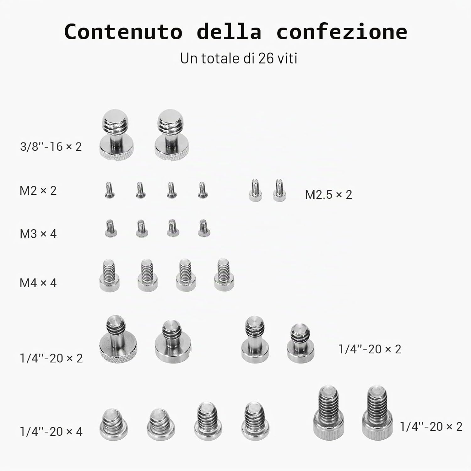 Thumbnail 1 de SMALLRIG Camera Screws Viti per Telecamera, Set 26 viti (1/4, 3/8, M2, M2.5, M3, M4) con scatola