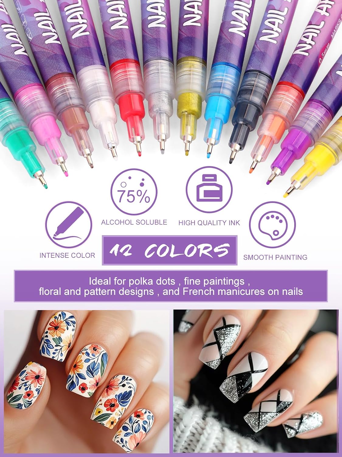Detalle de 12 Color Acrylic Nail Art Pen Set ๐