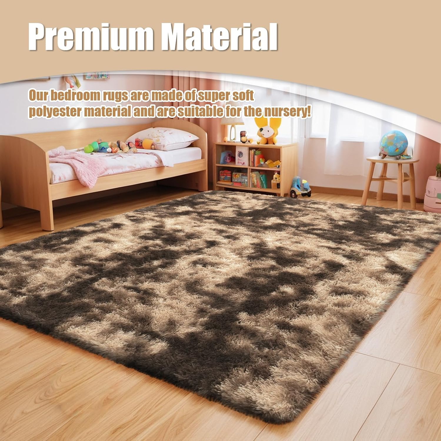 Thumbnail 4 de Tie-Dyed Coffee 6x9 Fluffy Area Rug