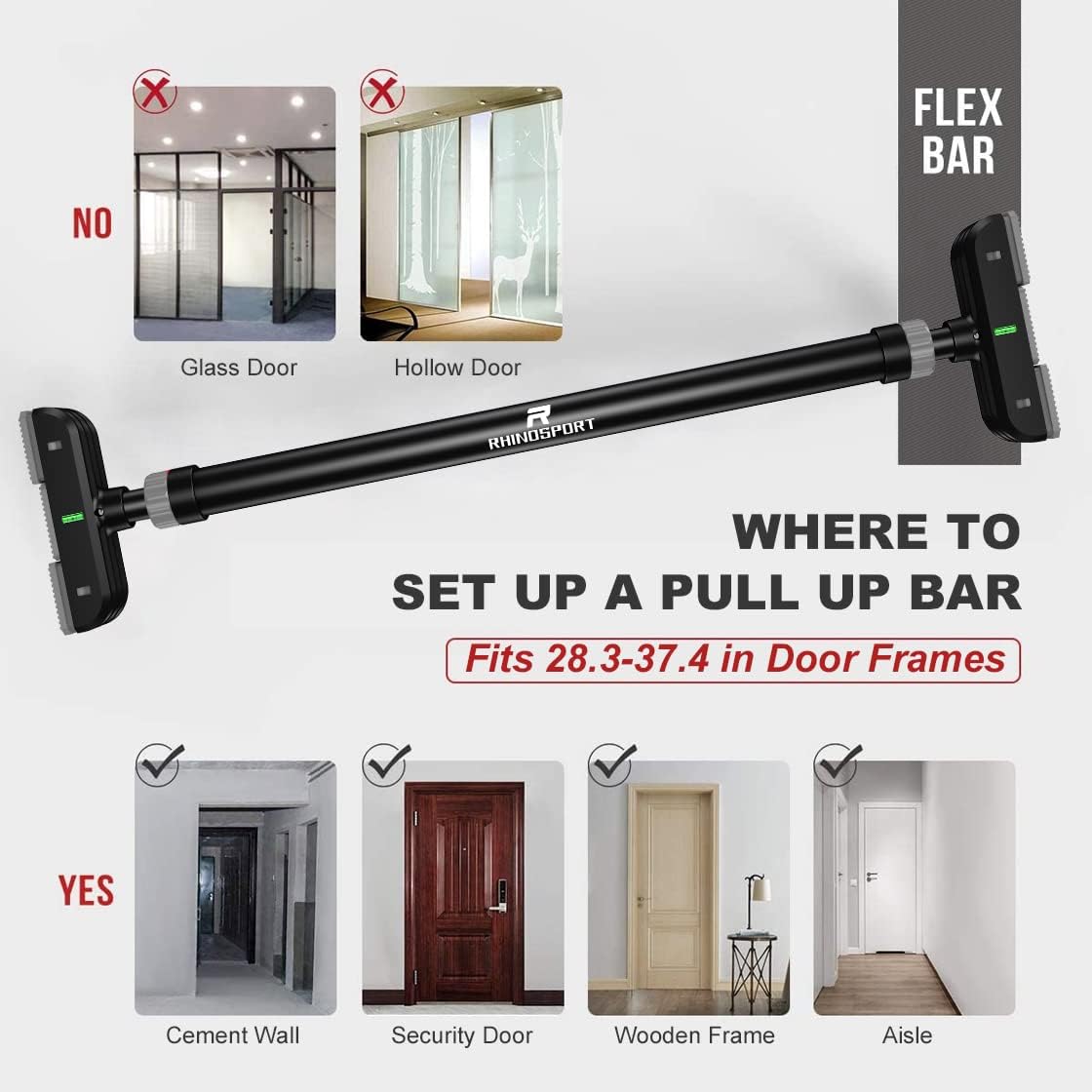 Thumbnail 6 de RHINOSPORT Door Pull Up Bar 72โ95 cm ๐ช