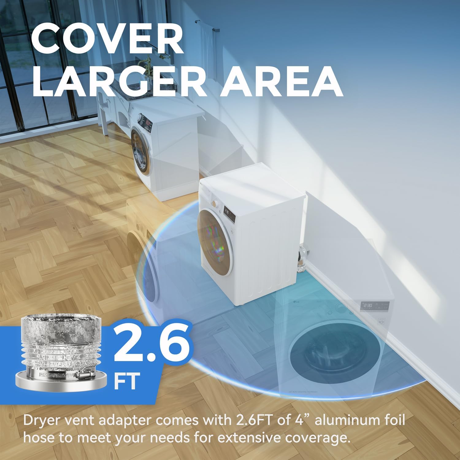 Thumbnail 2 de JEEVONY DV90 Magnetic Dryer Vent Connector Kit, 90° Outlet, 2.6 ft 4-Inch Duct