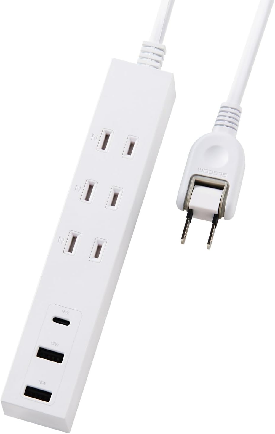 Detalle de エレコム ECT-38-3A2C15WH 電源タップ USB-C 15W・AC3口・USB-A×2・コード1.5m