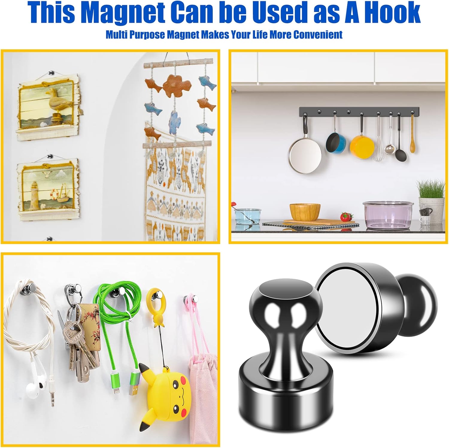 Detalle de FINDMAG Refrigerator Magnets, 16 Pack – Strong, Black Mini Magnets for Photos, Notes and More