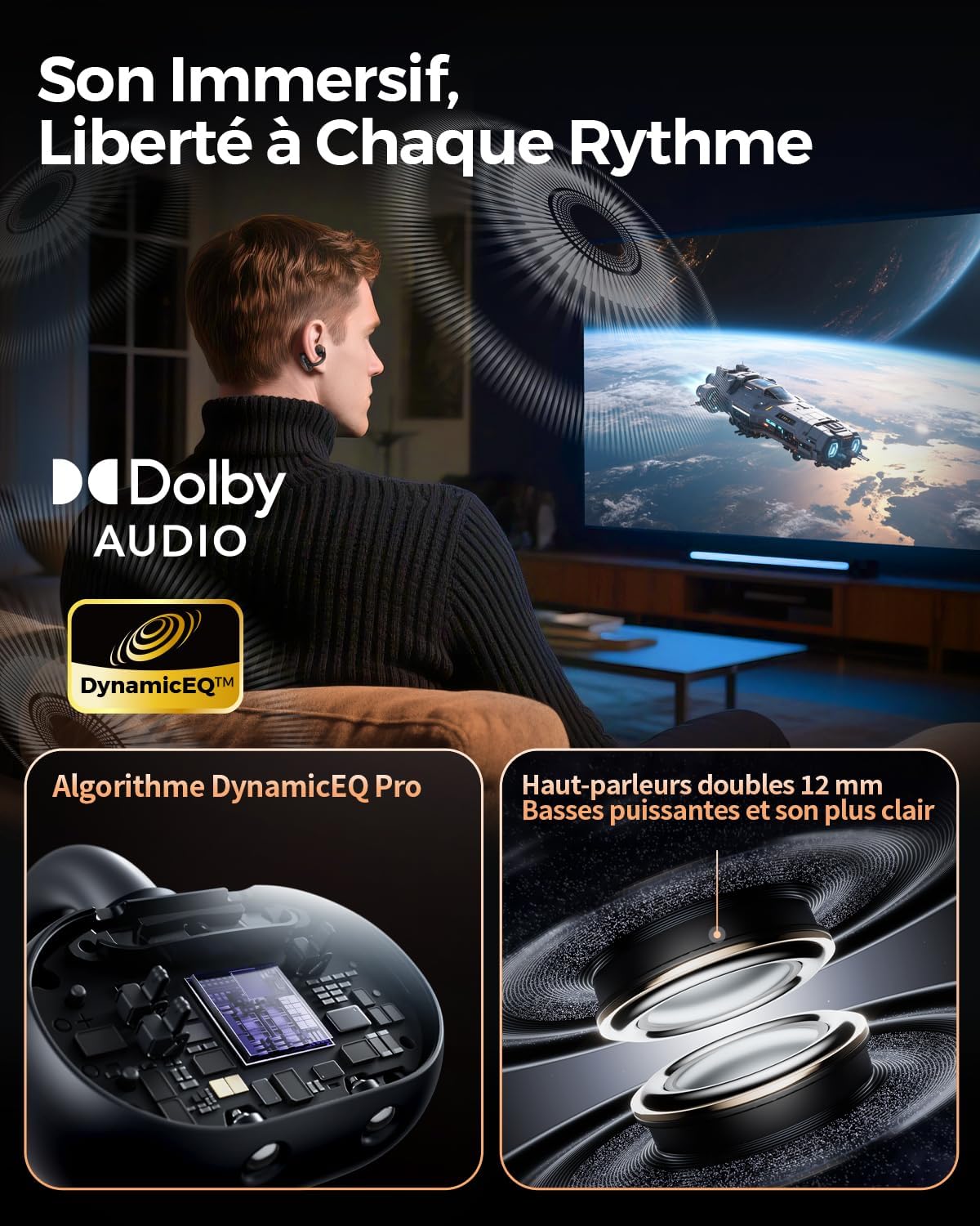 Thumbnail 2 de SoundPEATS Clip1 : écouteurs Bluetooth open-ear à clipser, audio Dolby et jusqu’à 40 h d’autonomie