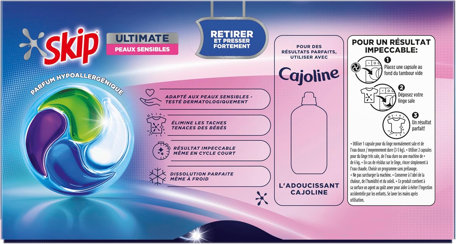 Thumbnail 2 de Skip Lessive Capsules Ultimate 4en1 Peaux Sensibles – Capsules Lessive Efficace Même à Froid (34 Lavages)