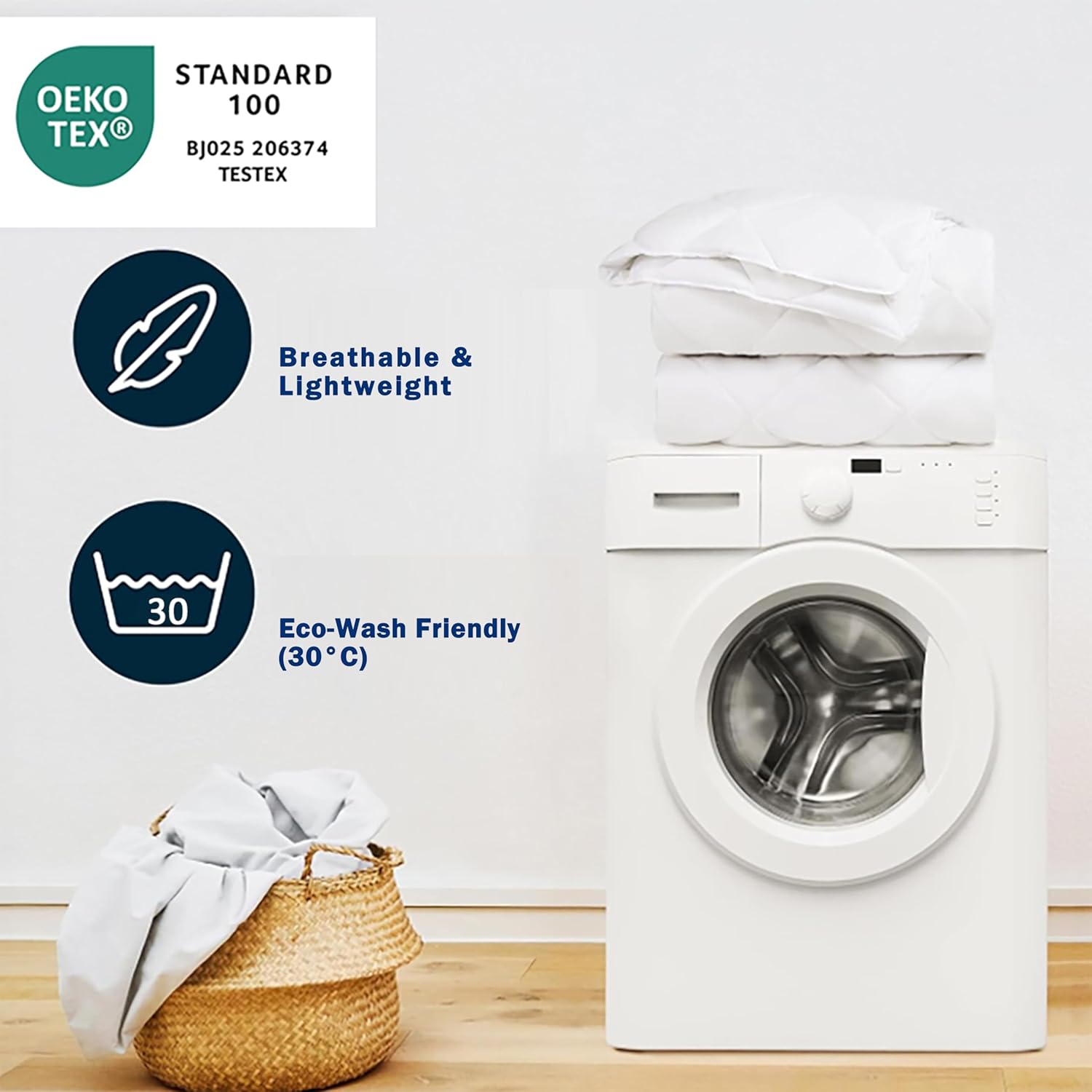 Thumbnail 6 de HIG 2-Piece Grey Reversible Coverless Duvet Set (Single 135 x 200cm) – 10.5 Tog, OEKO-TEX Certified